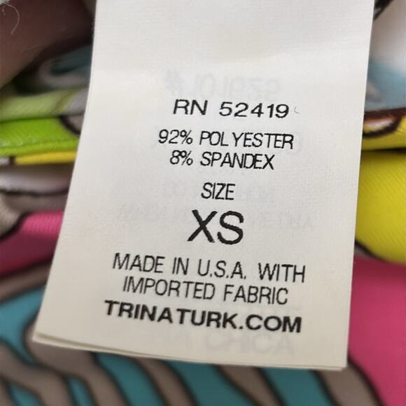 Trina Turk Mini Dress Colorful Butterflies Size XS Shoulder Tie Luxury Designer - Picture 8 of 11